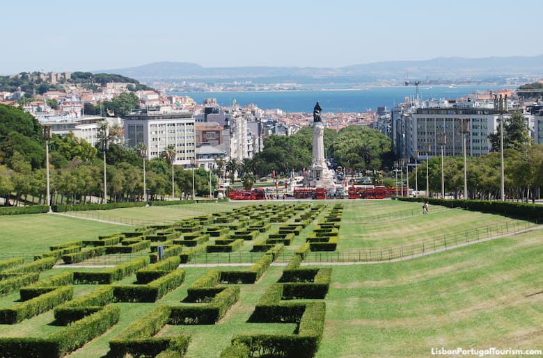 View over Lisbon from the top of Edward VII Park