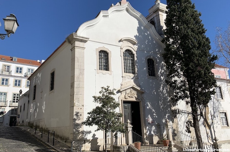 The façade of Igreja de Santiago in Alfama, Lisbon