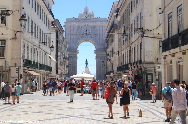 Rua Augusta shopping street with the triumphal arch, Lisbon