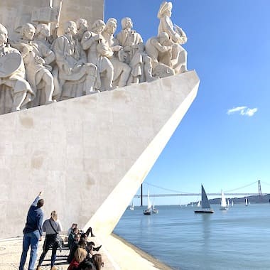 Tourists by the Discoveries Monument, Lisbon