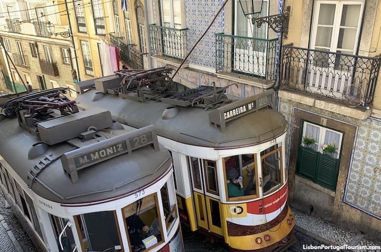 Trams in Alfama, Lisbon